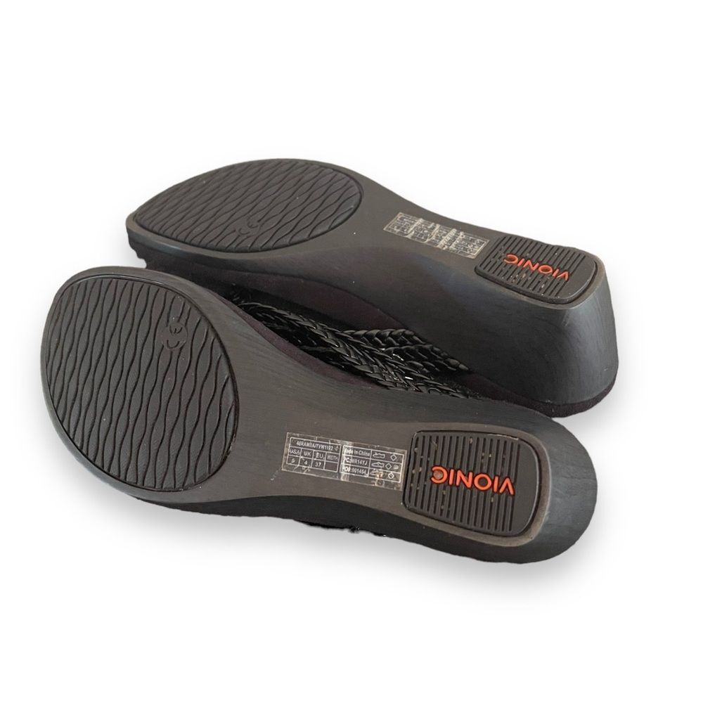 Vionic Black Braided Wedge Sandals - Picture 6 of 7